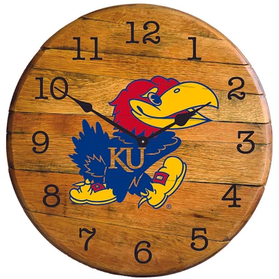 Kansas Jayhawks 22'' Team Oak Barrel Clock