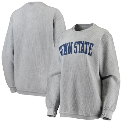 Women's Pressbox Gray Penn State Nittany Lions Comfy Cord Vintage Wash Basic Arch Pullover Sweatshirt