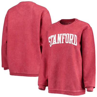 Women's Pressbox Cardinal Stanford Comfy Cord Vintage Wash Basic Arch Pullover Sweatshirt