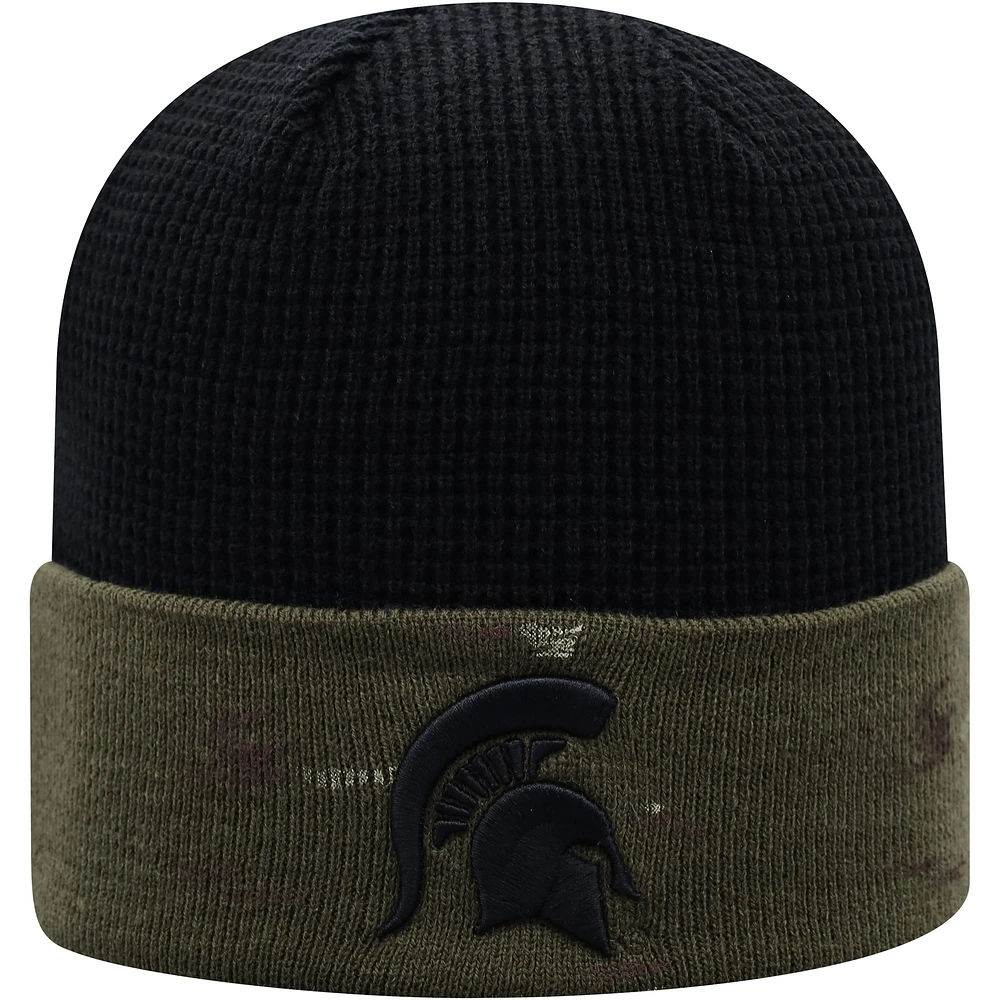 Men's Top of the World Olive/Black Michigan State Spartans OHT Military Appreciation Skully Cuffed Knit Hat