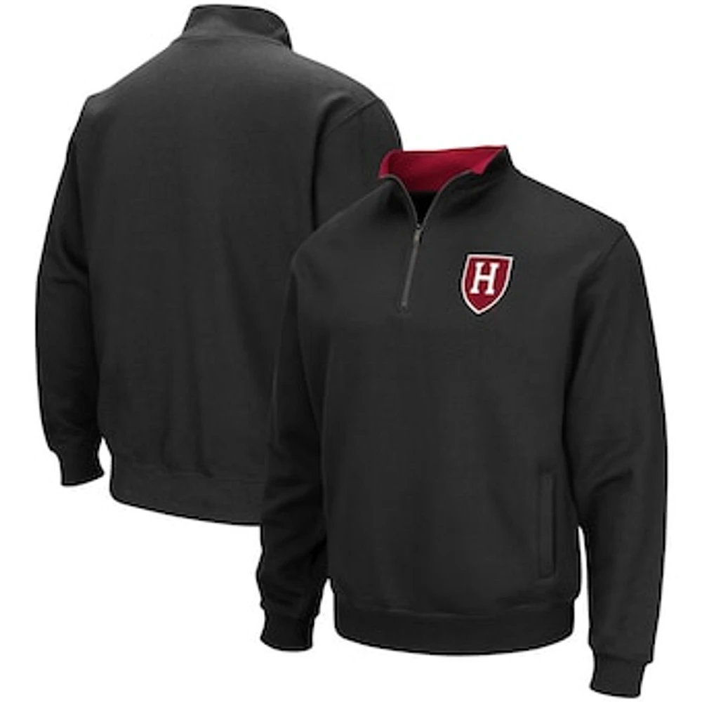 Men's Colosseum Black Harvard Crimson Tortugas Team Logo Quarter-Zip Jacket