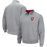 Men's Colosseum Heathered Gray Harvard Crimson Tortugas Team Logo Quarter-Zip Jacket