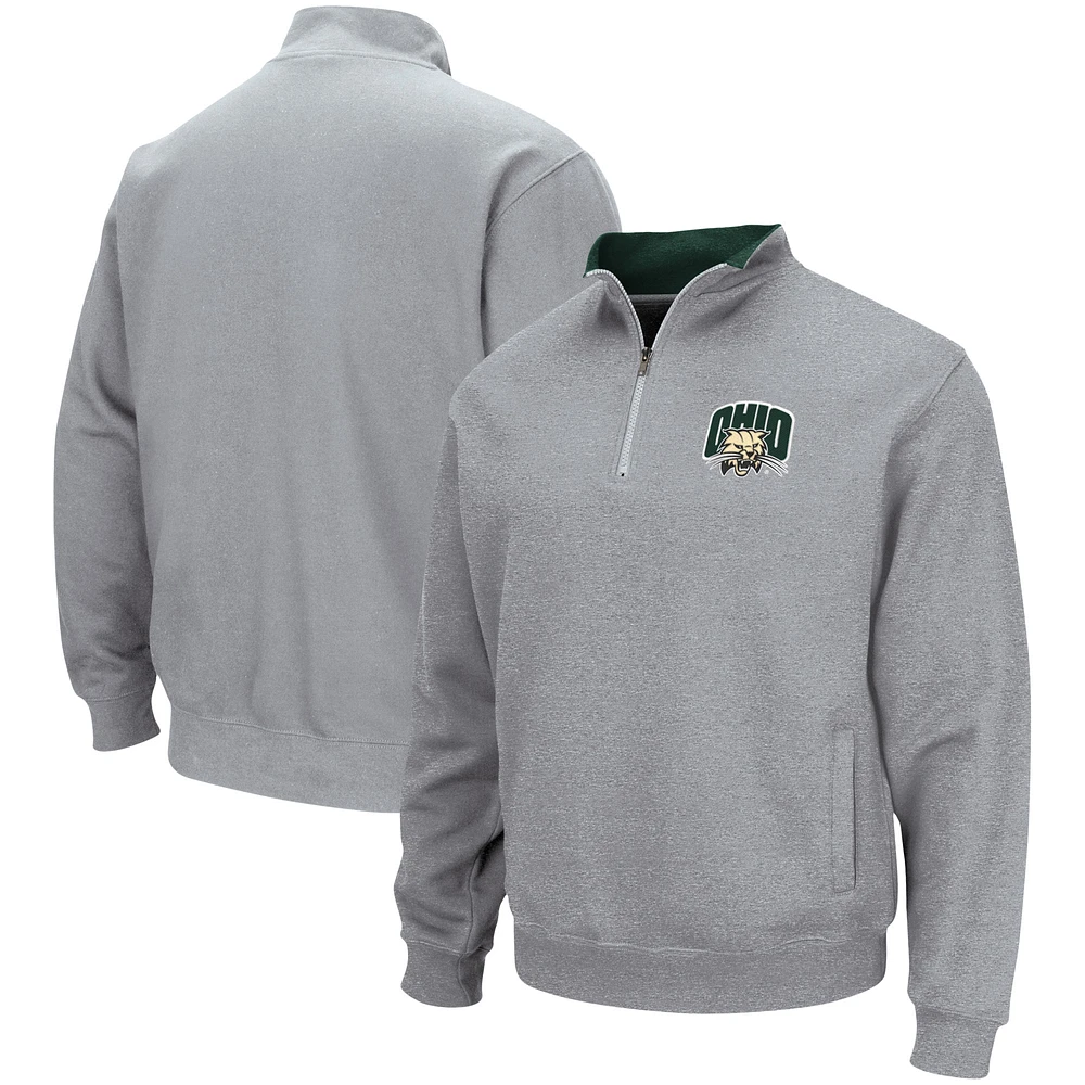 Men's Colosseum Heathered Gray Ohio Bobcats Tortugas Team Logo Quarter-Zip Jacket