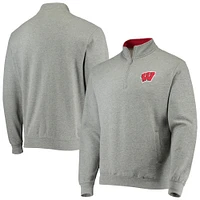 Men's Colosseum Heathered Gray Wisconsin Badgers Tortugas Team Logo Quarter-Zip Jacket