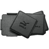 Delaware State Hornets 4-Pack Personalized Leather Coaster Set