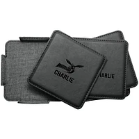 Delaware State Hornets 4-Pack Personalized Leather Coaster Set