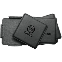 Detroit Pistons 4-Pack Personalized Leather Coaster Set