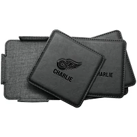 Detroit Red Wings 4-Pack Personalized Leather Coaster Set