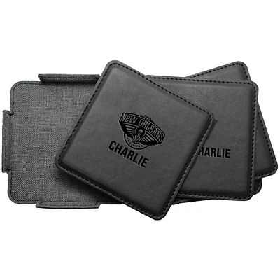 New Orleans Pelicans 4-Pack Personalized Leather Coaster Set