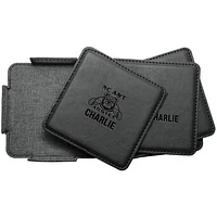 North Carolina A&T Aggies 4-Pack Personalized Leather Coaster Set