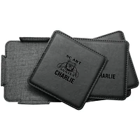 North Carolina A&T Aggies 4-Pack Personalized Leather Coaster Set