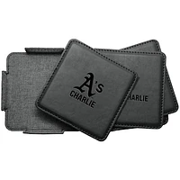 Athletics 4-Pack Personalized Leather Coaster Set