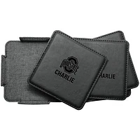 Ohio State Buckeyes 4-Pack Personalized Leather Coaster Set