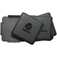 Ohio State Buckeyes 4-Pack Personalized Leather Coaster Set