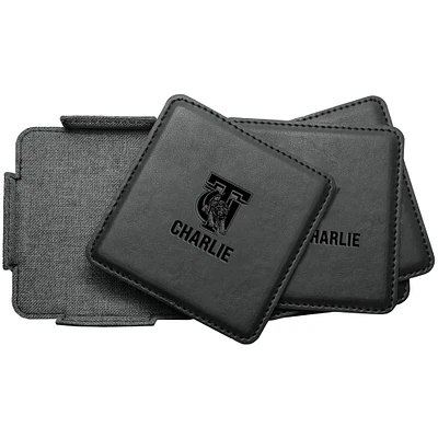 Tuskegee Golden Tigers 4-Pack Personalized Leather Coaster Set