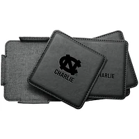 North Carolina Tar Heels 4-Pack Personalized Leather Coaster Set