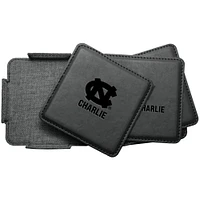 North Carolina Tar Heels 4-Pack Personalized Leather Coaster Set