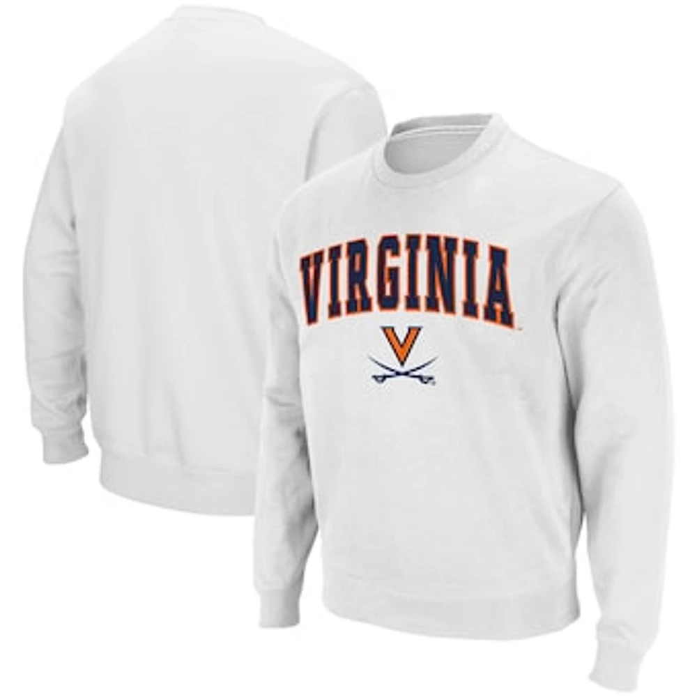 Men's Colosseum White Virginia Cavaliers Team Arch & Logo Tackle Twill Pullover Sweatshirt