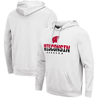 Men's Colosseum White Wisconsin Badgers Lantern Pullover Hoodie