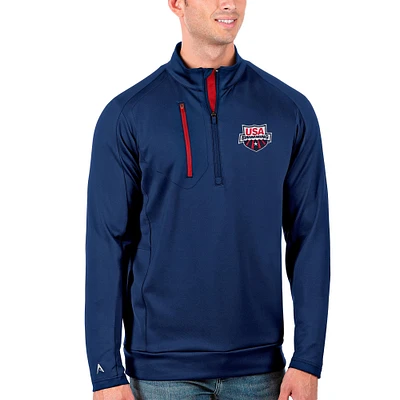 Men's Antigua Royal/Red USA Swimming Generation Half-Zip Pullover Jacket