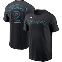 Men's Nike Jazz Chisholm Jr. Black Miami Marlins Name & Number T-Shirt