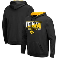 Men's Colosseum Black Iowa Hawkeyes Slash Stack 2.0 Pullover Hoodie