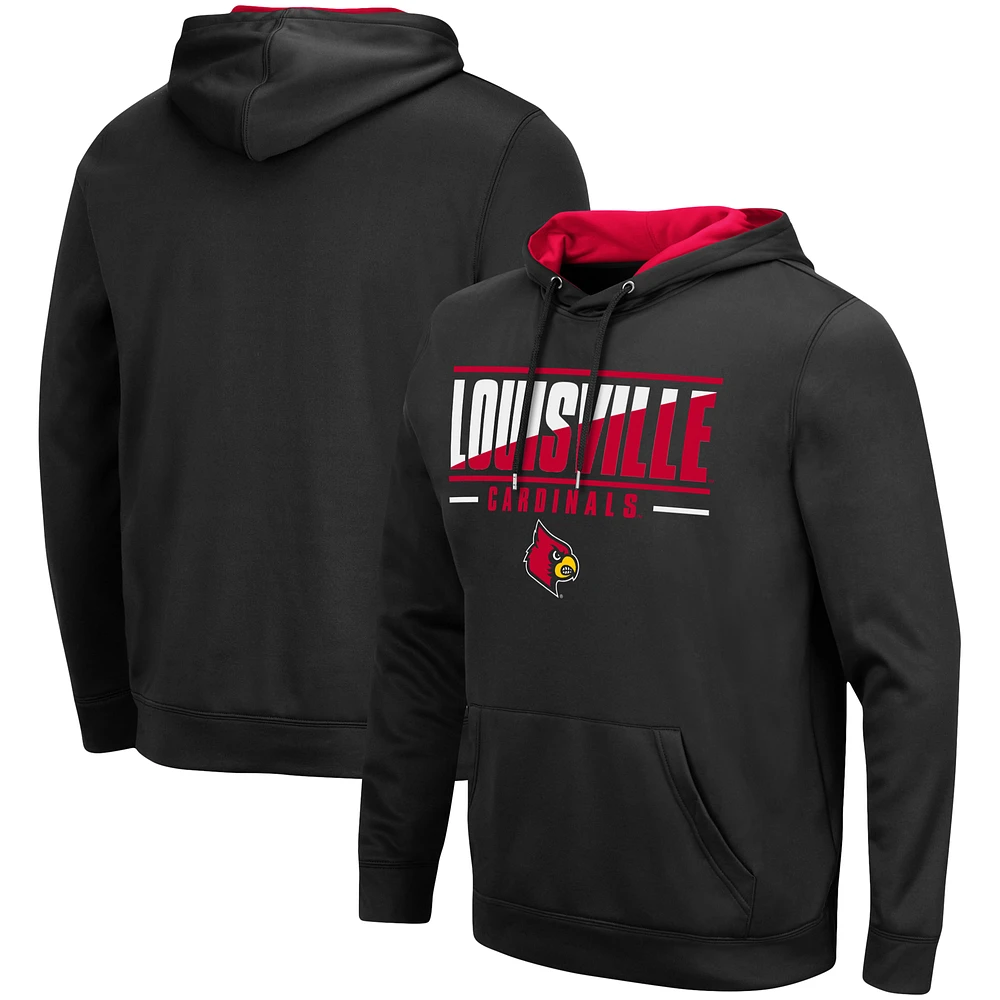 Men's Colosseum Black Louisville Cardinals Slash Stack 2.0 Pullover Hoodie