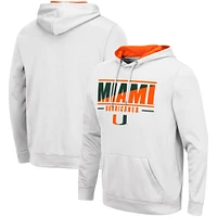 Men's Colosseum White Miami Hurricanes Slash Stack 2.0 Pullover Hoodie