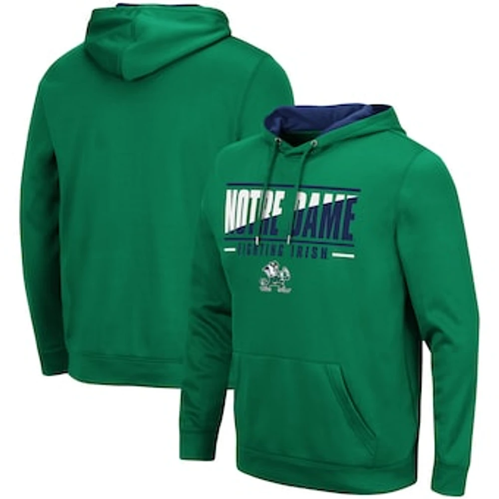 Men's Colosseum Green Notre Dame Fighting Irish Slash Stack 2.0 Pullover Hoodie