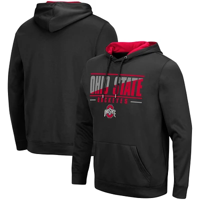 Men's Colosseum Black Ohio State Buckeyes Slash Stack 2.0 Pullover Hoodie