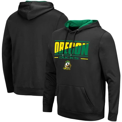 Men's Colosseum Black Oregon Ducks Slash Stack 2.0 Pullover Hoodie