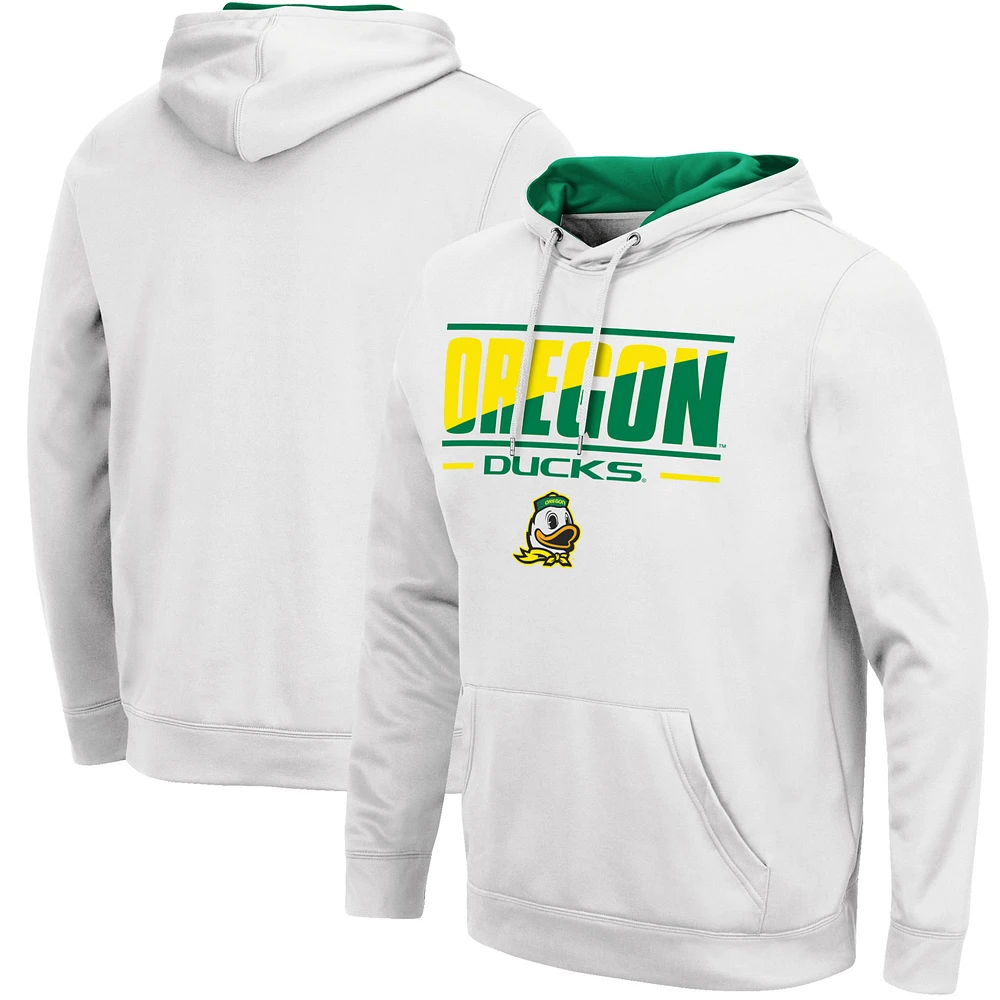 Men's Colosseum White Oregon Ducks Slash Stack 2.0 Pullover Hoodie