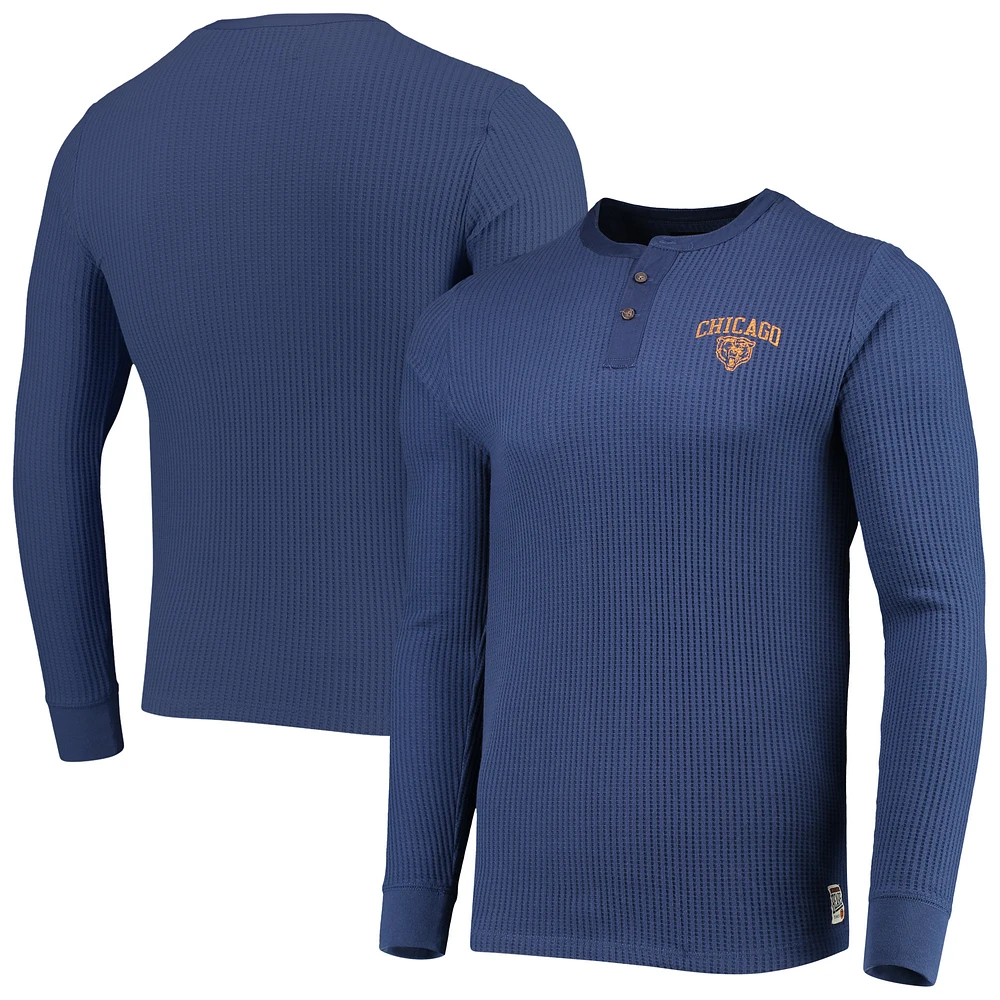 Men's Junk Food Navy Chicago Bears Thermal Henley Long Sleeve T-Shirt