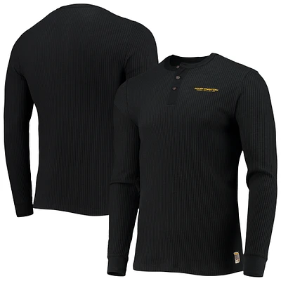 Men's Junk Food Black Washington Football Team Thermal Henley Long Sleeve T-Shirt