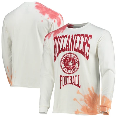 Men's Junk Food Cream Tampa Bay Buccaneers Tie-Dye Long Sleeve T-Shirt