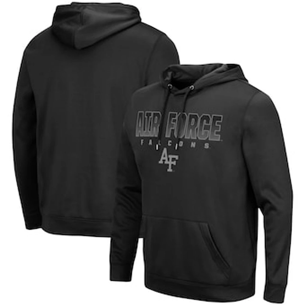 Men's Colosseum Black Air Force Falcons Blackout 3.0 Pullover Hoodie