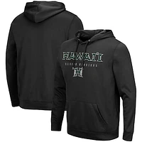 Men's Colosseum Black Hawaii Warriors Blackout 3.0 Pullover Hoodie