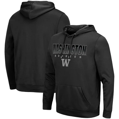 Men's Colosseum Black Washington Huskies Blackout 3.0 Pullover Hoodie