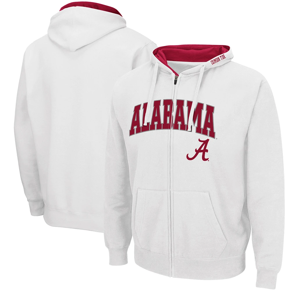 Men's Colosseum White Alabama Crimson Tide Arch & Logo 3.0 Full-Zip Hoodie