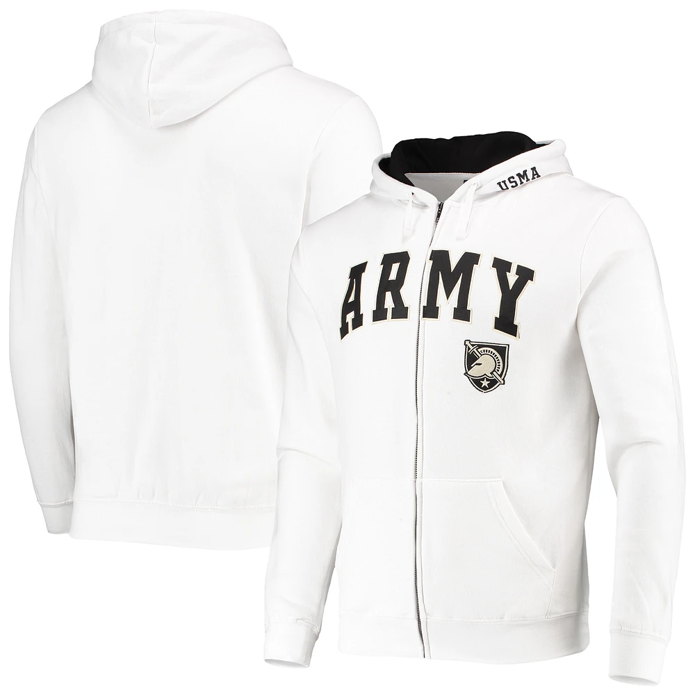 Men's Colosseum White Army Black Knights Arch & Logo 3.0 Full-Zip Hoodie