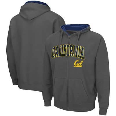 Men's Colosseum Charcoal Cal Bears Arch & Logo 3.0 Full-Zip Hoodie