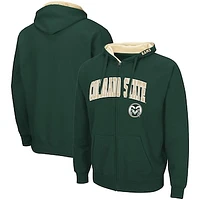 Men's Colosseum Green Colorado State Rams Arch & Logo 3.0 Full-Zip Hoodie