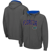 Men's Colosseum Charcoal Florida Gators Arch & Logo 3.0 Full-Zip Hoodie