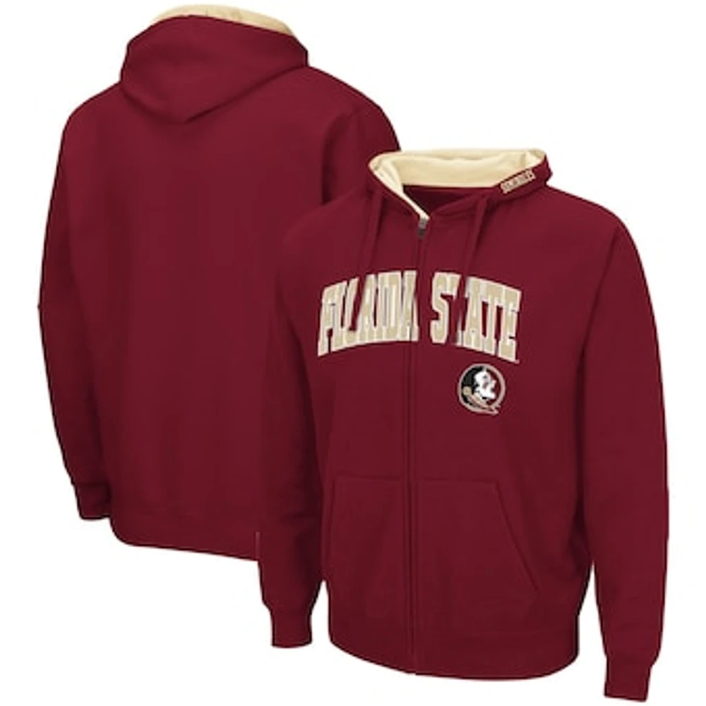 Men's Colosseum Garnet Florida State Seminoles Arch & Logo 3.0 Full-Zip Hoodie