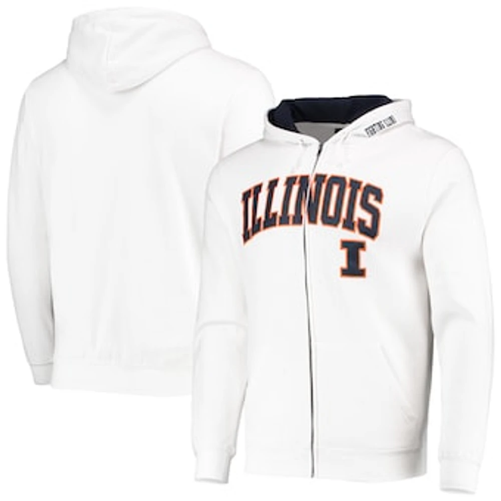 Men's Colosseum White Illinois Fighting Illini Arch & Logo 3.0 Full-Zip Hoodie