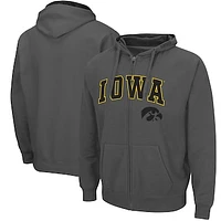 Men's Colosseum Charcoal Iowa Hawkeyes Arch & Logo 3.0 Full-Zip Hoodie