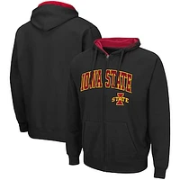 Men's Colosseum Black Iowa State Cyclones Arch & Logo 3.0 Full-Zip Hoodie