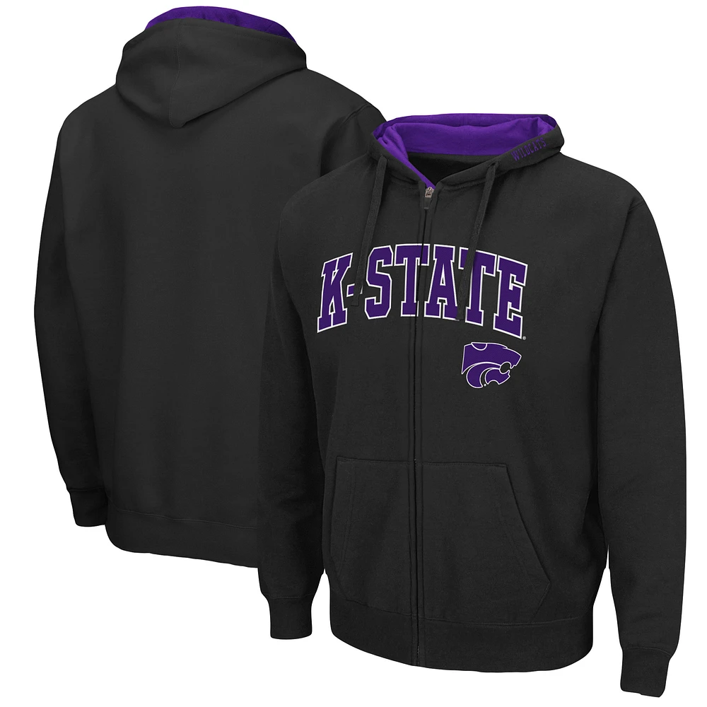 Men's Colosseum Kansas State Wildcats Arch & Logo 3.0 Full-Zip Hoodie