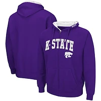 Men's Colosseum Kansas State Wildcats Arch & Logo 3.0 Full-Zip Hoodie