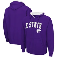Men's Colosseum Kansas State Wildcats Arch & Logo 3.0 Full-Zip Hoodie